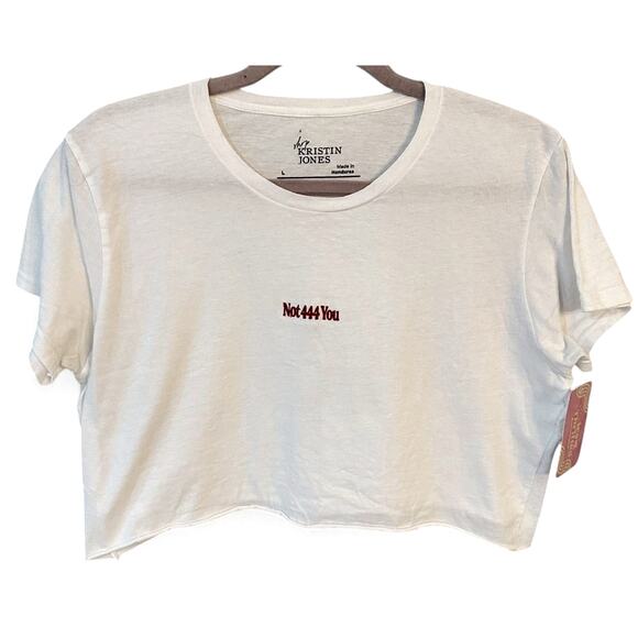 444 Angel Number White Graphic Crop T-Shirt - Size Large - Picture 1 of 3